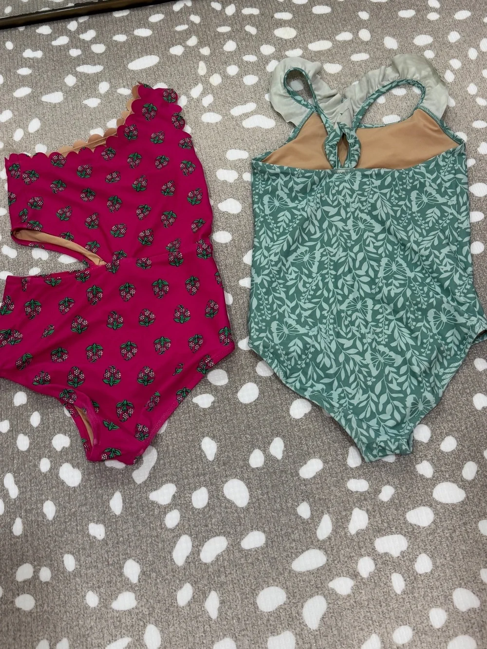 Bundle Crewcuts one piece swimsuit sage ruffle girl block print floral scalloped